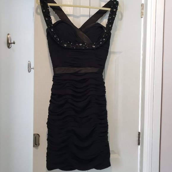 Sexy Unique Bodycon Black Embelished Dress (XS/S) - Picture 1 of 12